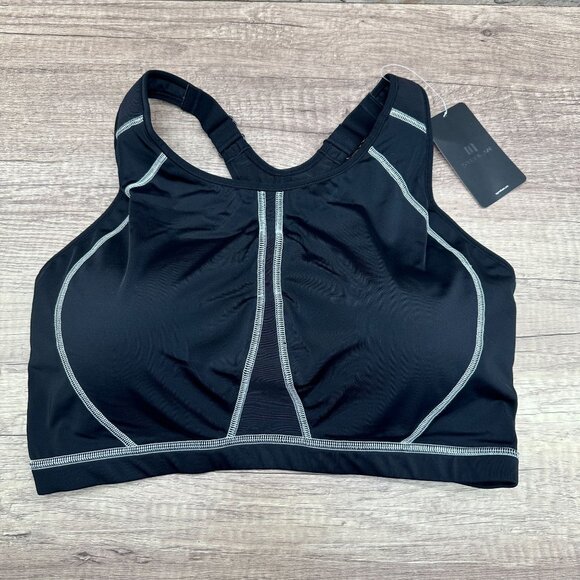 Syrokan Sports Bra Womens Size 40F Black High Impact Wirefree Padded Full Covera - Picture 1 of 11